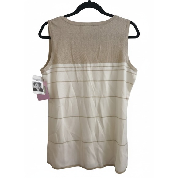 Exclusively Misook Metallic Striped Cardigan + Tank Gold Ivory NWT Petite Large - Picture 3 of 9